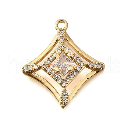 Brass Micro Pave Clear Cubic Zirconia Pendants KK-U065-18G-1