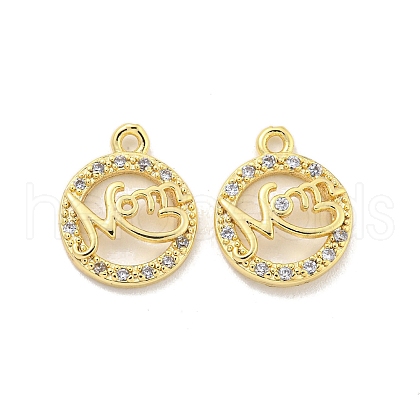 Mother's Day Brass Micro Pave Clear Cubic Zirconia Pendant KK-Z044-12G-1