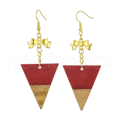 Resin & Walnut Wood Dangle Earrings EJEW-JE05507-01-1