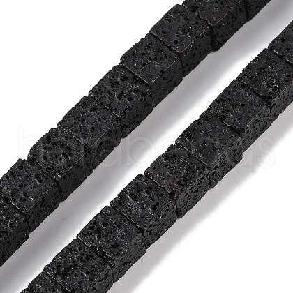 Frosted Natural Lava Rock Beads Strands G-E618-09-1
