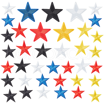   43Pcs 14 Style Star Computerized Embroidery Cloth Iron on/Sew on Patches DIY-PH0021-13-1