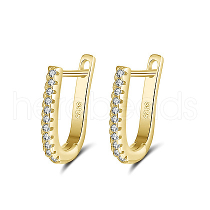 925 Sterling Silver Cubic Zirconia Stud Earrings for Women EJEW-P231-41G-1