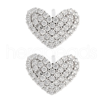 Rack Plating Heart Brass Stud Earrings EJEW-N055-41P-RS-1