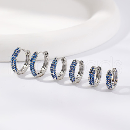 Elegant Brass Pave Cubic Zirconia Hoop Earrings GU7152-6-1