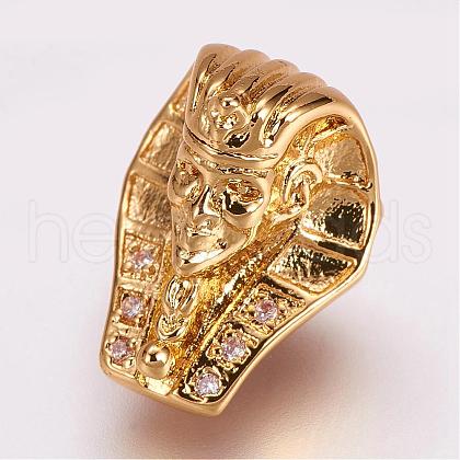 Brass Micro Pave Cubic Zirconia Beads ZIRC-G099-18G-1