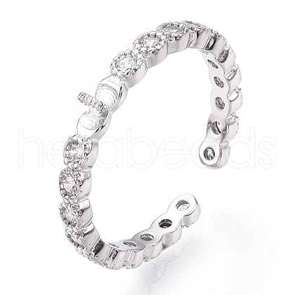 925 Sterling Silver Micro Pave Cubic Zirconia Open Cuff Ring Settings STER-T007-04P-1