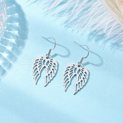 304 Stainless Steel Angel Wing Dangle Earrings EJEW-JE06389-1