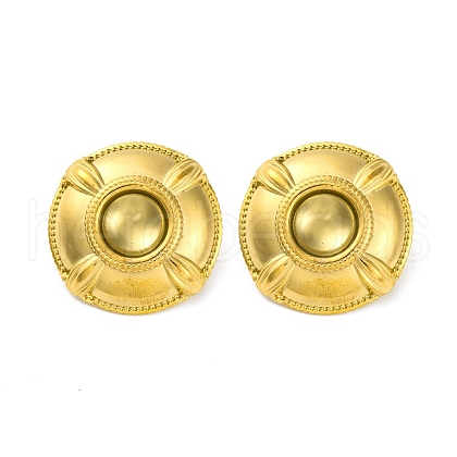 Ion Plating(IP) 304 Stainless Steel Flat Round Stud Earrings EJEW-K295-17G-1