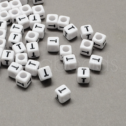 Large Hole Acrylic Letter European Beads SACR-Q103-7mm-01T-1