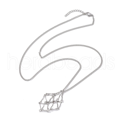 Non-Tarnish Stainless Steel Macrame Pouch Empty Stone Holder for Necklace Makings NJEW-JN04823-01-1
