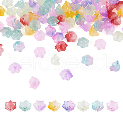 Beadthoven 80Pcs 8 Colors Transparent Spray Painted Glass Beads GLAA-BT0001-02-1
