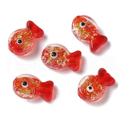 Handmade Foil Lampwork Fish Beads FOIL-Z001-01E-1