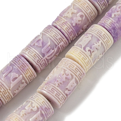 Synthetic Shell Dyed Carved Beads Strands SHEL-I001-01A-1