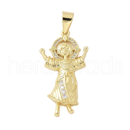 Brass Micro Pave Cubic Zirconia Pendants KK-P293-26C-G-1