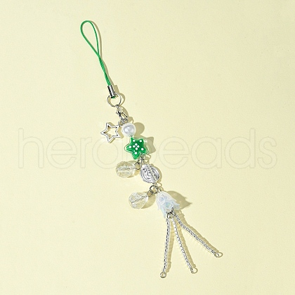 Glass & Alloy & Acrylic Mobile Straps HJEW-FS00005-1