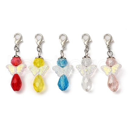 Angel Glass Pendant Decorations HJEW-JM03467-1