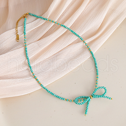 Feaceted Rondelle Glass Beaded Necklaces LK3957-11-1