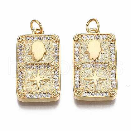Brass Micro Pave Clear Cubic Zirconia Pendants KK-S356-231G-NF-1