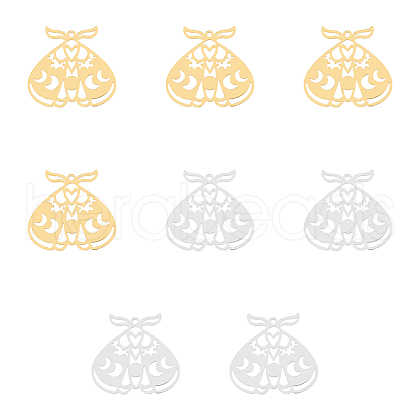 DICOSMETIC 8Pcs 2 Colors Ion Plating(IP) 201 Stainless Steel Pendants STAS-DC0011-08-1
