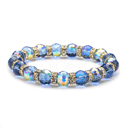 UV Plating Glass Beads Stretch Bracelets for Women FY7008-6-1