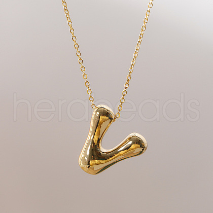 Brass Chunky Initial Pendant Necklaces WG97A63-22-1