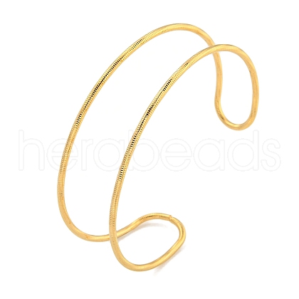 Ion Plating(IP) Hollowed 304 Stainless Steel Cuff Bangles BJEW-P331-07G-1
