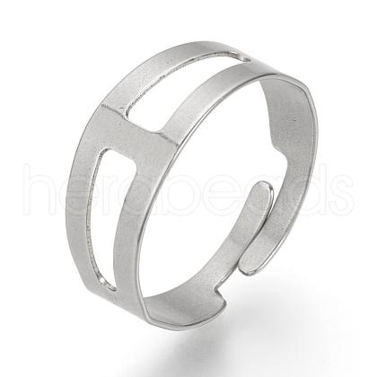 Tarnish Resistant Adjustable 304 Stainless Steel Finger Ring Settings STAS-R094-18-1
