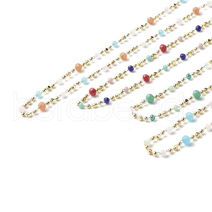 Real 18K Gold Plated Brass Beaded Necklaces NJEW-JN03596-1