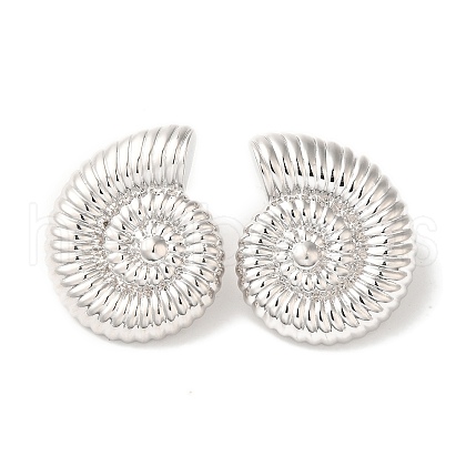 Rack Plating Spiral Shell Shape Brass Stud Earrings EJEW-B062-35P-1