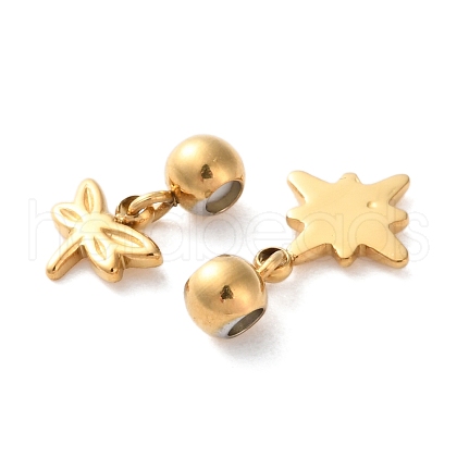 Ion Plating(IP) 304 Stainless Steel Dangle Stud Earrings EJEW-Q003-01G-1