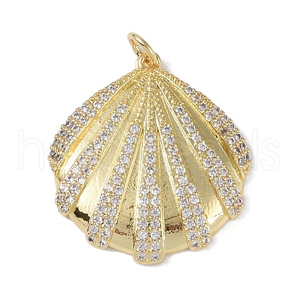 Rack Plating Brass Micro Pave Clear Cubic Zirconia Pendants KK-E110-03G-1