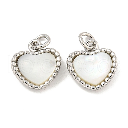 Natural Shell & Brass Heart Charms with Jump Rings KK-P275-08P-1