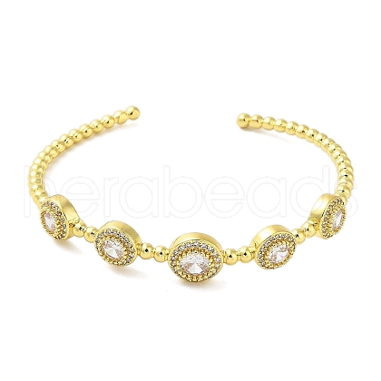 Brass Micro Pave Clear Cubic Zirconia Cuff Bangles BJEW-E095-03G-1