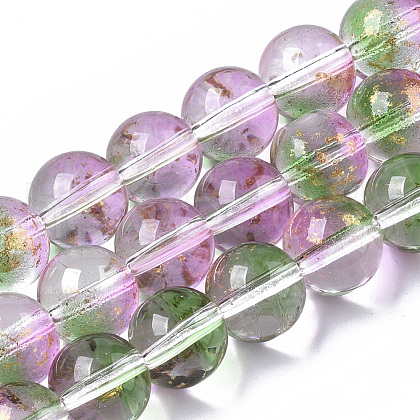 Transparent Spray Painted Glass Bead Strands GLAA-N035-03D-B01-1