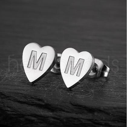 Heart 201 Stainless Steel Stud Earrings WGB8201-08-1