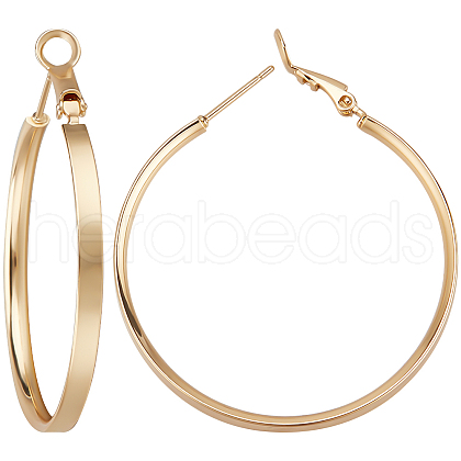 Beebeecraft 3 Pairs Brass Hoop Earrings for Women EJEW-BBC0001-66G-02-1