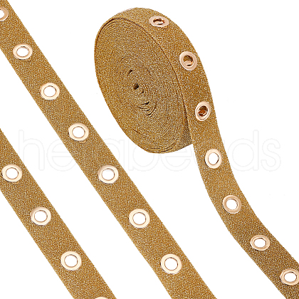   9 Yards Glitter Polyester Ribbon with Alloy Eyelets OCOR-PH0002-94B-1