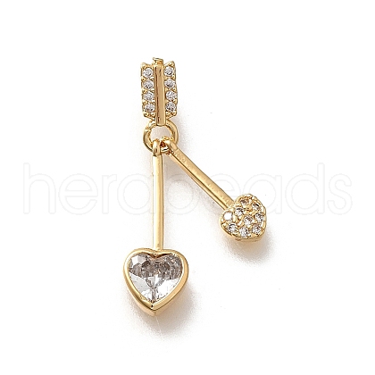 Brass Micro Pave Cubic Zirconia Pendants KK-K378-61G-1