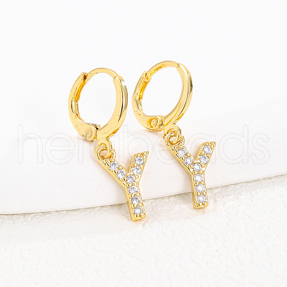 Brass Micro Pave Clear Cubic Zirconia Hoop Earrings FS-WGAF6E5-25-1