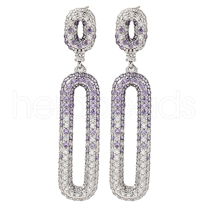 Brass Micro Pave Cubic Zirconia Dangle Stud Earrings EJEW-H014-17P-06-1