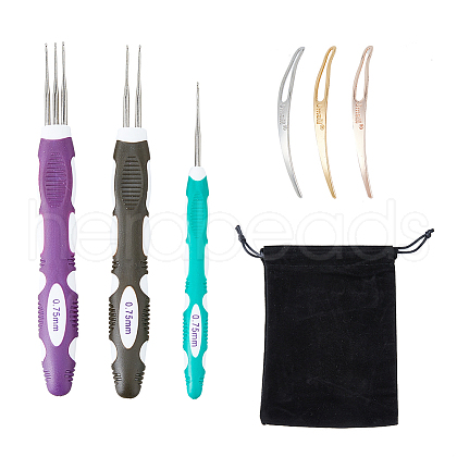 DICOSMETIC 1 Set Alloy Crochet Hook & Hair Braiding Needle Kits TOOL-DC0001-06-1
