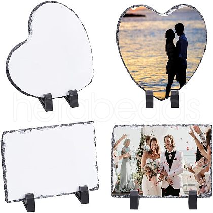 SUPERFINDINGS 2 Sets Sublimation Blank Natural Slate Rock Stone Plate DIY-FH0004-71-1