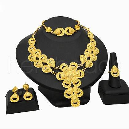 Alloy Pendant Necklaces & Stud Dangle Earrings & Rings & Link Bracelets Sets WGE4917-09-1