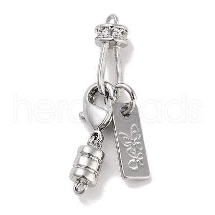 Brass Micro Pave Clear Cubic Zirconia Clasp KK-C051-52P-1
