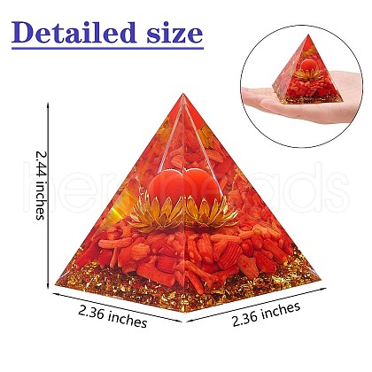 Orgone Pyramid Protection Crystal Gemstone Pyramid Reiki Positive Energy Pyramid Chakra Meditation Pyramid for Success Health Lucky Anti-Stress Decor Gift Collection (Red) JX347A-1