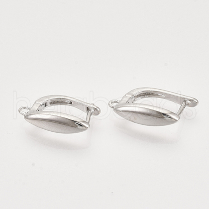 Brass Hoop Earring Findings with Latch Back Closure KK-T048-019P-NF-1