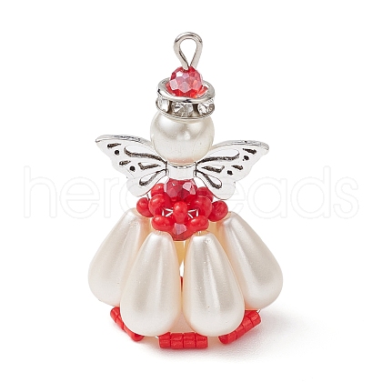 Pearlized Glass Pearl Beads  Pendants PALLOY-MZ00487-03-1