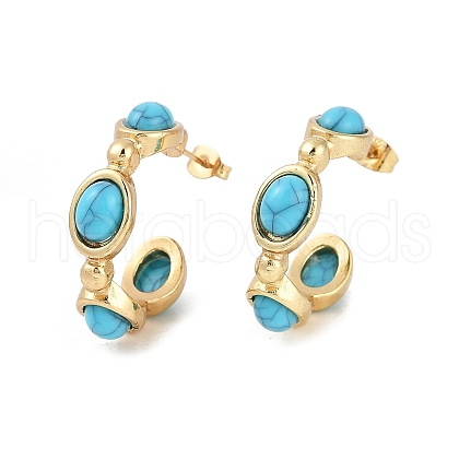 Ion Plating(IP) 304 Stainless Steel C-Shaped Stud Earrings EJEW-Z068-28G-1