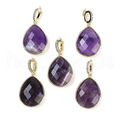 Natural Amethyst Faceted Teardrop Pendants G-B126-04G-07-1