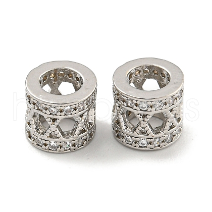 Rack Plating Brass Micro Pave Clear Cubic Zirconia European Beads KK-L215-326P-1